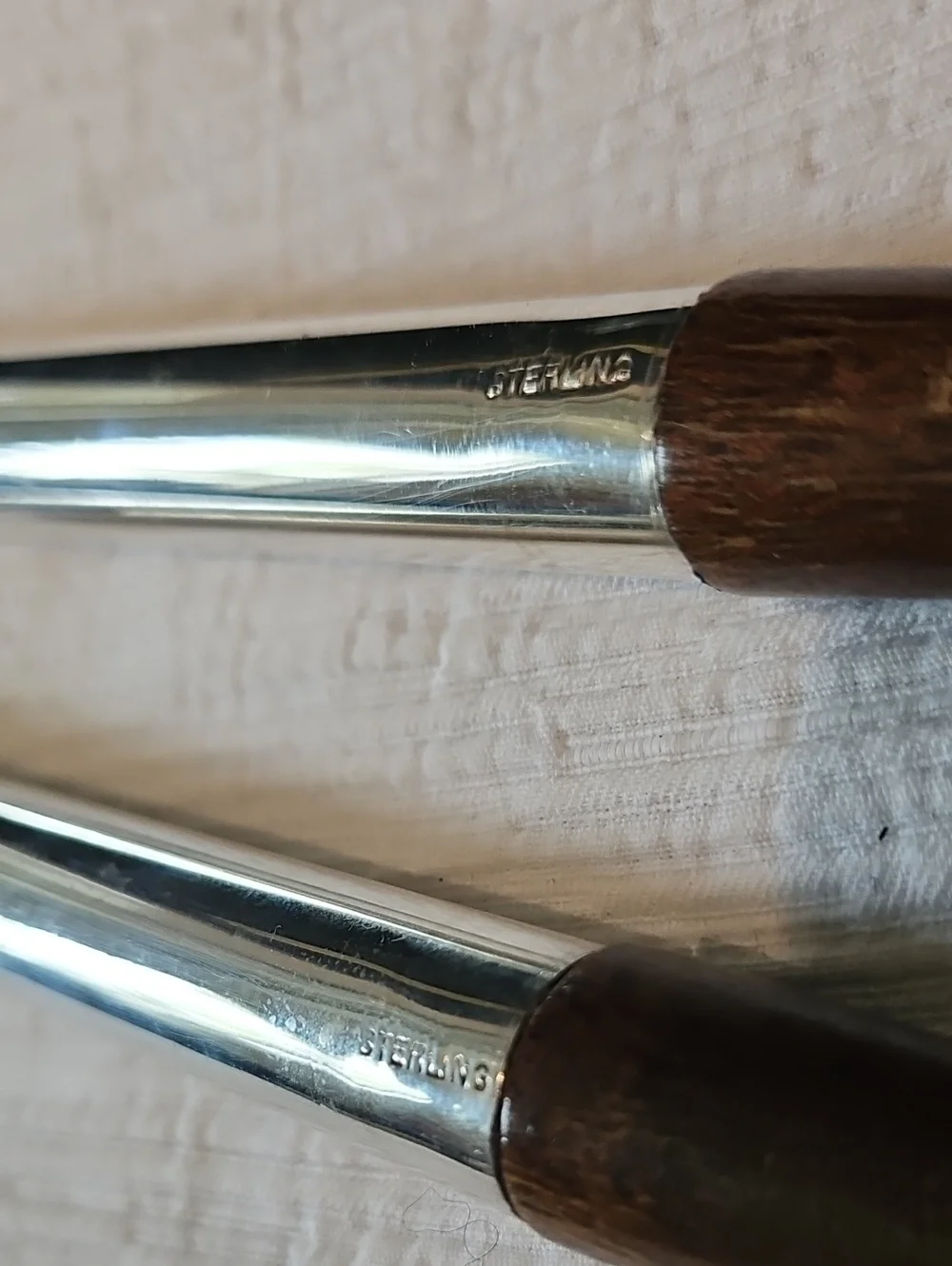 Teak & Sterling Silver Salad/Serving Fork & Spoon